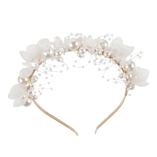 Gogogmee Blumenstirnband Für Mädchen Perlen-tiara Exquisites Stirnbanddekor Braut Haarreifen Strass-stirnband Haarreifen Mit Perlen Für Die Braut Braut- Frau Zubehör Anmut von Gogogmee