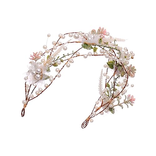 Gogogmee Braut Haarband mit Perlen und Blumenkranz Modischer Hochzeitsschmuck für Damen Leichtes Komfortables Stirnband Vielseitig für Fotoshootings und Festliche Anlässe Zufälliger Stil von Gogogmee
