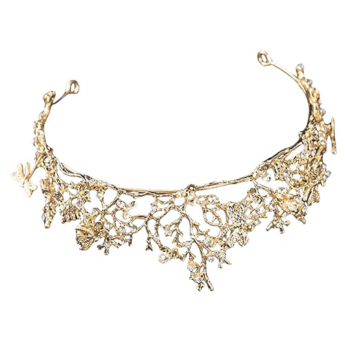 Gogogmee Braut Tiara Krone mit Strass Goldene Hochzeit Krone Vintage Stirnband für Braut und Brautjungfern Perfektes Accessoire für Hochzeitsfeiern und Fotoshootings von Gogogmee