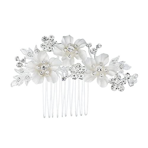 Gogogmee Brautkamm Perlenkopfschmuck Haarspange für Frauen hochzeitshaar schmuck wedding hair accessories haarschmuck Brauthaar-Seitenkamm Strass Blumen Haarkamm Diamant Kopfbedeckung von Gogogmee