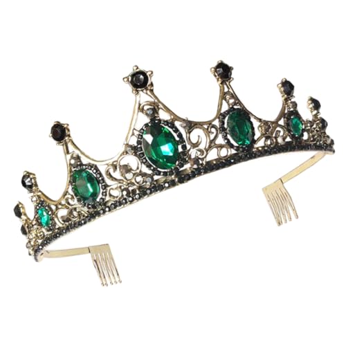 Gogogmee Brautkrone mit Grün Goldenen Strasssteinen Hochzeit Haarschmuck mit Kamm Funkelndes Diadem für Frauen Festliche Kopfbedeckung für Braut Party und Abschlussball von Gogogmee