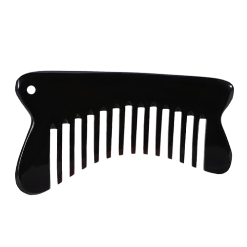 Gogogmee Breiter Horn Haarkamm Handgeschnitzt Kopfhaut Massagekamm Entwirrt Dickes Lockiges Haar Tragbares Wellness Tool für Damen und Herren von Gogogmee