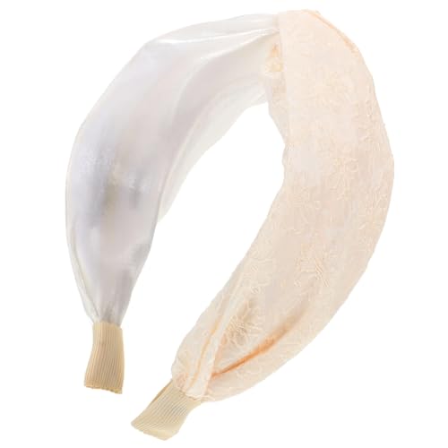 Gogogmee Breites Damen Haarband mit Knoten Gesticktes Stoff Haarreif Eleganter Retro Stil Vielseitig Kombinierbar Dekoratives Party Haarschmuck Weiß von Gogogmee