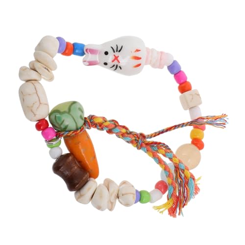 Gogogmee Bunte Karotten armband mit Keramik Natursteinperlen Verspielter Frühlings hasenanhänger Farbiges Quasten design Langlebiger Modeschmuck für Freundschaft und Alltag von Gogogmee