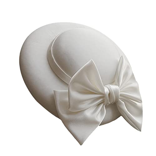 Gogogmee Damen Fascinator Hut FüR Hochzeiten Partys WeißEr Satin Bowler Hut Mit Verstellbarem SchweißBand Eleganter Party Dress FüR Festliche AnläSse Und KostüMpartys von Gogogmee