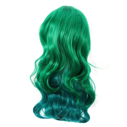 Gogogmee Damen Lang Lockige Synthetische Perücke Grün Hitzebeständig Weich Für Cosplay Party Alltag von Gogogmee