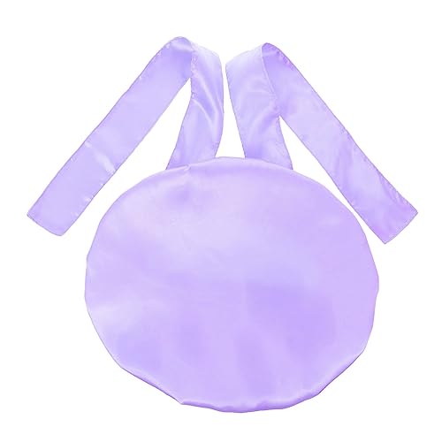 Gogogmee Damen Satin Schlafhaube mit Bindeband Rutschfeste Doppellagige Haarhaube für Nachtpflege Schützt vor Haarbruch und Knötchenbildung Atmungsaktiv und Wiederverwendbar Fliederfarben von Gogogmee