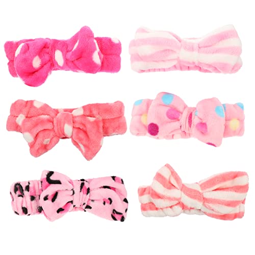 Gogogmee 6stücke Flauschige Stirnbänder Für Weiche Und Elastische Makeup Spa Haarbänder Mit Niedlichem Schleifen-design Für Gesichtswäsche Hautpflege Und von Gogogmee