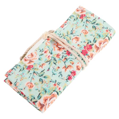 Gogogmee Dekorative Kleine Leinwand Stifterolle mit Fächern Tragbarer Federmäppchen Organizer Leichter Roll up Stifthalter für Buntstifte und Kugelschreiber Praktische Beuteltasche für von Gogogmee