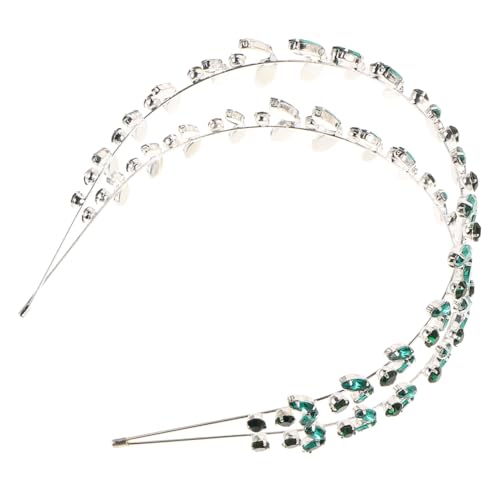 Gogogmee Doppelter Grüner Glänzender Haarreif mit Strassblatt-design Mehrlagiger Haarschmuck für Braut und Festliche Anlässe Komfortabel und Sicher Europäisch-amerikanisches Stil-accessoire von Gogogmee