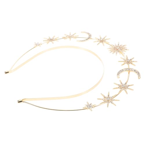 Gogogmee Doppeltes Stern Mond Haarreif Diadem mit Strass Rutschfestes Metall Haarband für Damen Braut Tiara Eleganter Kopfschmuck für Party Ball und Festival von Gogogmee