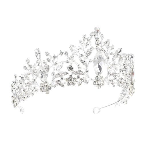 Gogogmee Elegante Braut Tiara mit Funkelnden Kristallen Silberne Hochzeit Krone aus Hochwertigem Material Formstabiler Haarschmuck für Braut Brautjungfern und Festliche Anlässe Wie von Gogogmee