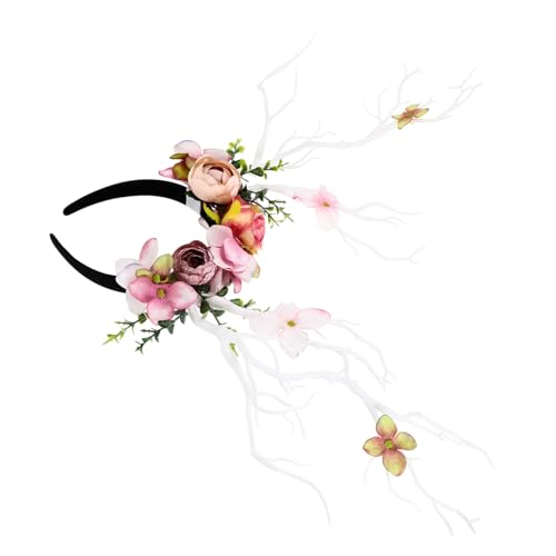 Gogogmee Extravaganter Hirschgeweih Haarreif mit Blumen Weiß für Festival Kostüm und Weihnachtsfeier Damen und Mädchen Dekoratives Accessoire für Party und Cosplay Zufällige Farbe von Gogogmee