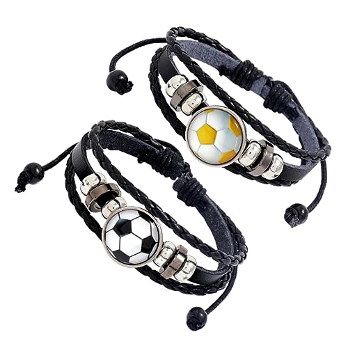 Gogogmee Fußball Armband 2 Stück Mode Perlenarmband Für Fußballfans Persönlichkeits Armbandschmuck Für Männer Dunkel Und Gelb Weiß Sportgeschenk Für Jungen Und Männer von Gogogmee