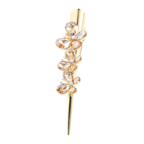 Gogogmee Goldfarbene Französische Haarspange mit Funkelndem Kristallschmetterling Dünne Metall Haarklammer Einzigartige Hornform Strapazierfähiges Haaraccessoire für Damen und Mädchen von Gogogmee