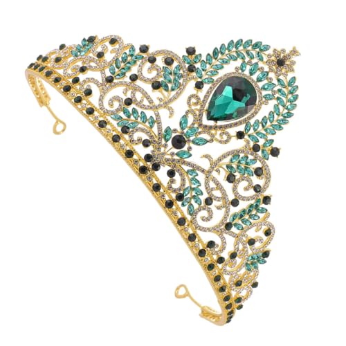 Gogogmee Große Barock Haarkrone mit Grünem Strassbesatz Eleganter Haarschmuck für Frauen Braut und Festliche Anlässe Vintage Diadem Limettengrüner Haarschmuck für Hochzeiten und Partys von Gogogmee