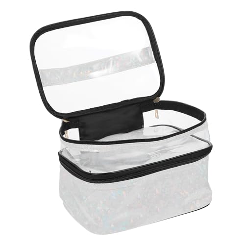 Gogogmee Große Transparente Doppellagige Kosmetiktasche aus Wasserdichtem Tragbarer Kulturbeutel mit Viel Stauraum zum Einfachen Organisieren von Reiseaccessoires und Make Up für Damen und von Gogogmee