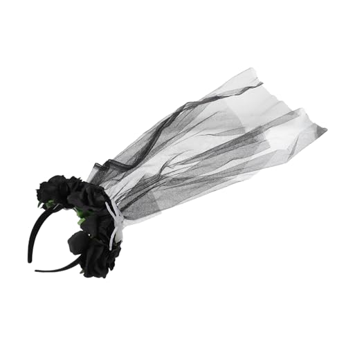 Gogogmee Halloween Haarreif mit Spinne Rosenblüte und Langem Netzschleier Eleganter Cosplay Kopfschmuck für Damen Bequemer Halloween Kopfschmuck für Kostümparty von Gogogmee