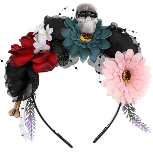 Gogogmee Halloween-stirnband Haarband Sonnenblumen-stirnband Rollenspielkostüm Stirnband Aus Teufelshorn Halloween Rose Stirnband Cosplay-schädel-kopfschmuck Colorful Stoff von Gogogmee