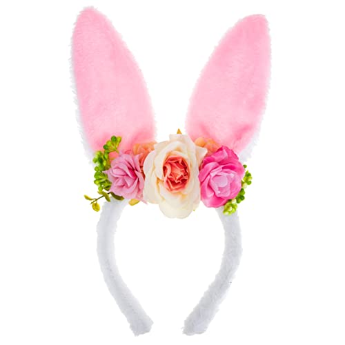 Gogogmee Hasenohr Stirnband Plüschhase Kuscheltier Hase Stoffhase Damen Haarband Tiara Plüsch-Stirnband Kopfschmuck für Mädchen Erwachsener Kopfbedeckung Blase Fräulein Flusen Rosa von Gogogmee