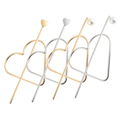 Gogogmee 4stücke Herz-haarstäbe Perltropfen Für Frauen Haarknotenstäbchen Haarstäbchen Für Langes Haar Haarzubehör von Gogogmee