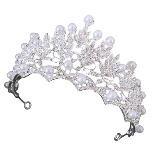 Gogogmee Hochwertige Braut Tiara mit Strahlenden Strasssteinen und Perlen Silbernes Stirnband Eleganter Haarschmuck für Hochzeit Geburtstag Party und Festliche Anlässe von Gogogmee