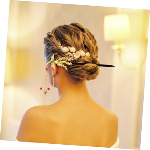 Gogogmee Holz Haarnadel Vintage Stil mit Quaste Chinesischer Haarschmuck für Frauen Handgefertigte Dekorative Haarstäbchen zur Sicheren Befestigung von Dutts Langlebig und Elegant von Gogogmee