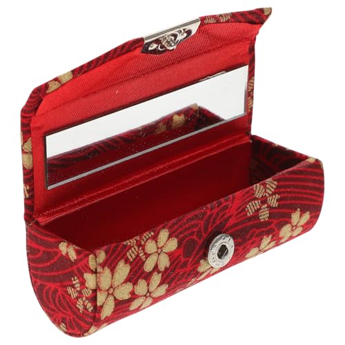 Gogogmee Japanischer Stil Lippenstifthalter mit Spiegel Kleine Tragbare Lippenstiftbox Roter Mini Lippenstift Organizer für Damen Eleganter Kosmetikbehälter für Handtasche und Make up von Gogogmee