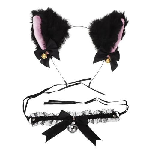 Gogogmee Katzenohren Stirnband mit Schleife und Glöckchen Leichtes Langlebiges Cosplay mit Halskragen Modisches Party Accessoire für Damen und Karneval von Gogogmee