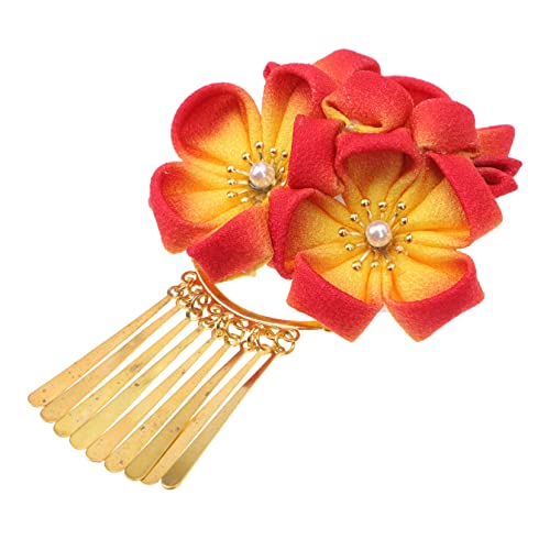 Gogogmee Kimono-Kopfbedeckung Blumenhaarspangen für Frauen Hanfu-Kleid Haarklammer japanische Haarnadel haarspange dekor Haarnadel mit Blumenmuster Anmut Haarschmuck Zubehör schmücken Eisen von Gogogmee