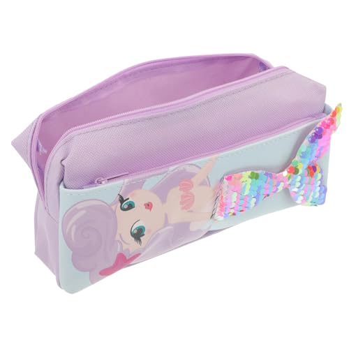 Gogogmee Reisekosmetiketui für Mädchen Ästhetisches Federmäppchen mit Pailletten Kleines Bleistiftetui Oxford Stoff Stiftemäppchen für Schule und Reisen Kawaii Design von Gogogmee