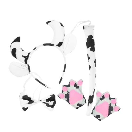 Gogogmee Kuh Kostüm Weicher Stoff Komfortable Tierkopfbedeckung mit Ohren Schleife Cosplay Requisiten für Bühne Party Karneval von Gogogmee