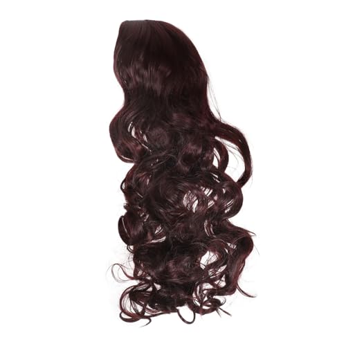 Gogogmee Lang Wellige Perücke Damen Mittlerer Scheitel Rotbraun Synthetische Fasern Atmungsaktiv Leicht Weiche Natürliche Textur für Party Cosplay Halloween und Tägliches Tragen von Gogogmee