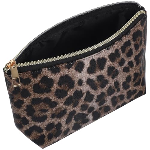 Gogogmee Make Up Tasche im Leopardenmuster Kleine Kosmetiktasche mit Reißverschluss Tragbarer Make Up Organizer für Damen Multifunktionale Aufbewahrung für Schmuck und von Gogogmee