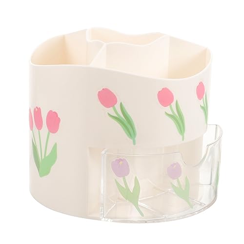 Gogogmee Rotierender Kosmetikpinselhalter Eleganter Make-up Organizer Für Schreibtisch Für Studenten Große Kapazität Mit Aufklebern von Gogogmee