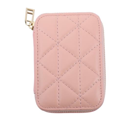 Gogogmee Make up Organizer Kleine Lippenstifttasche aus Einfachem Kuhleder mit Integriertem Spiegel Tragbare Kosmetiktasche für Unterwegs Praktischer Lippenstiftbeutel in Rosa für Damen von Gogogmee