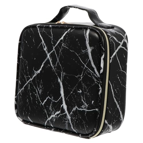 Gogogmee Makeup Organizer Kosmetikkoffer mit Marmor Design Multifunktionaler Aufbewahrungskoffer mit Tragegriff Langlebig aus PU Nylon und Metall für Reisen und Tägliche Kosmetikpflege von Gogogmee