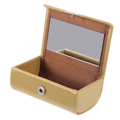 Gogogmee Makeup Organizer Lippenstift Halter mit Spiegel Tragbarer Lippenstift Organizer Tasche für Lippenstifte Kompakt Schmink Aufbewahrung Kosmetik Tasche Damen Goldfarbenes Muster von Gogogmee