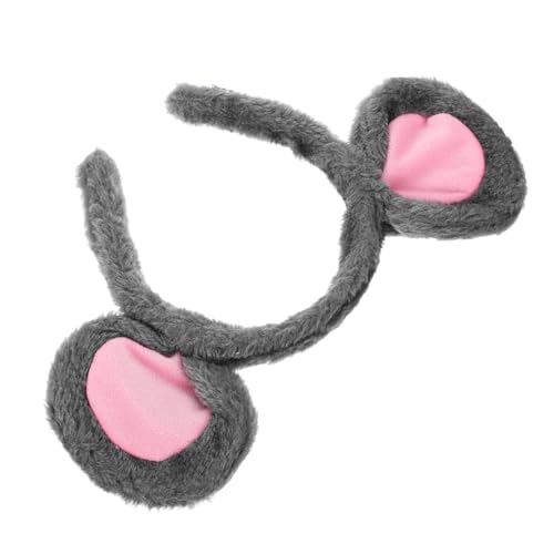 Gogogmee Maus Stirnband Plüsch Tier Haarband Ratte Cartoon Tier Kostüm Accessoire Cosplay Maus Kostüm Weiche Party Gastgeschenk Charakter Dicke Süße Ohren Dunkelgrau von Gogogmee