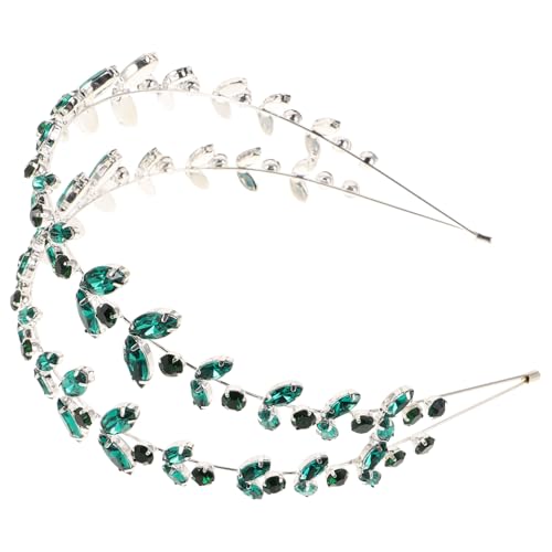 Gogogmee Mehrlagiges Braut-haarband mit Funkelnden Grünen Kristallen Europäischem Blattdesign Handgefertigter Haarschmuck für Hochzeit Brautjungfern und Festliche Anlässe von Gogogmee