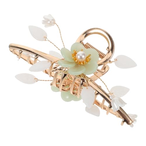 Gogogmee Metall Haarspange mit Blumenmotiv und Perlen Rutschfester Starker Dicker Haarkralle für Frauen und Mädchen Styling Zubehör für Sommer und Retro Looks von Gogogmee