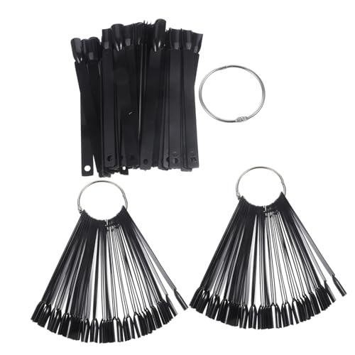 Gogogmee Nagel Display Fanförmig mit Falschen Nagelspitzen Schwarz Metallring Nagellack Farbpalette für Nageldesign Training Nagelstudio Nagelkunst Organizer und Maniküre Zubehör von Gogogmee