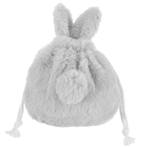 Gogogmee Plüsch Häschen Kosmetiktasche mit Kordelzug Weiche Make Up Tasche für Frauen und Mädchen Leichter Schminkbeutel für Schmuck und Kleinteile Wiederverwendbar Süßes für Festtage von Gogogmee