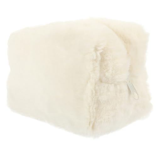 Gogogmee Plüsch Kosmetiktasche Handtasche Makeup Pouch Multifunktionaler Kulturbeutel Damen Reise Toiletry Bag Tragbare Schminktasche Weiß von Gogogmee