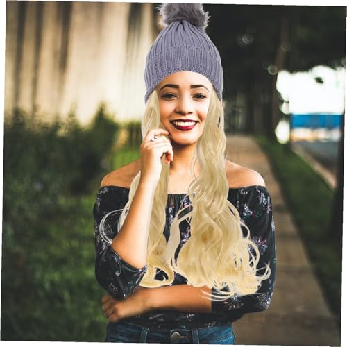 Gogogmee Realistische Perücke Mütze Damen Langhaar extension Beanie mit Welligem und Lockigem Haar Atmungsaktiv Dehnbar Weich für Winter Outdoor und Alltag Passend für Kopfgrößen von Gogogmee