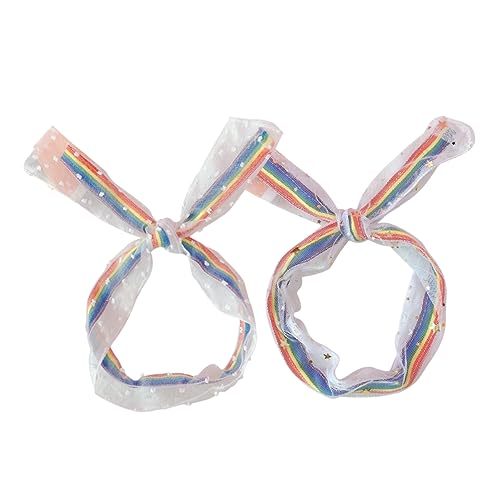 Gogogmee Regenbogen-Haarbänder für Frauen Netz-Spitzen-Haarband Punkte Mädchen Haar-Accessoires 2er-Pack bequem und langlebig von Gogogmee