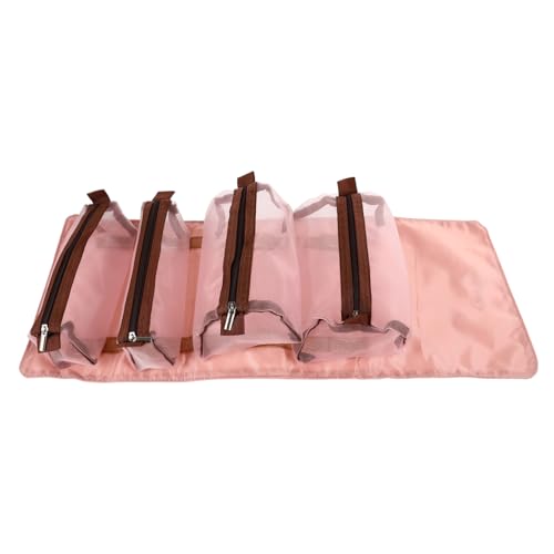 Gogogmee Removierbare Kosmetiktasche Großes Fassungsvermögen Faltbar Leicht Tragbar Makeup Organizer für Damen Reise Camping Zuhause mit Atmungsaktivem Netzfach Rosa von Gogogmee
