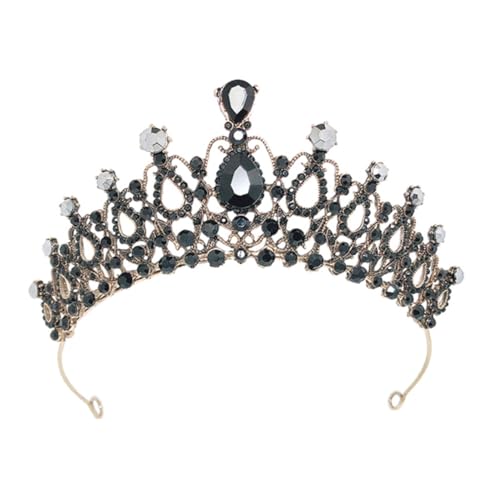 Gogogmee Retro Schwarze Barock Krone Haarschmuck Braut Hochzeit Tiara Glitzer Strass Kopfstück Damen Brautjungfer Party Accessoire von Gogogmee