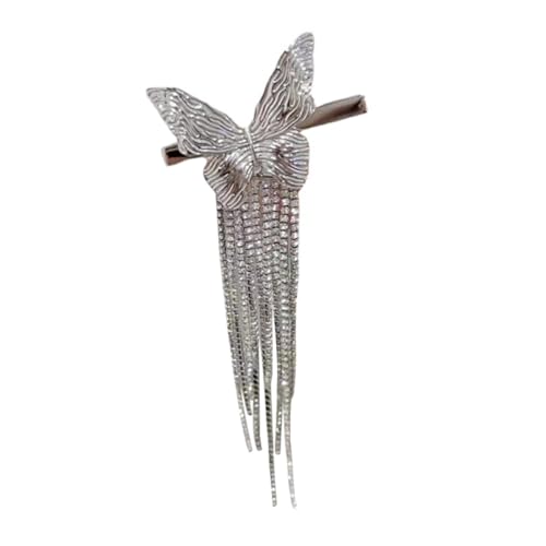 Gogogmee Rhinestone Haarklammer Schmetterling mit Quaste Glitzernde Haarspange Damen und Mädchen Leichter Haarschmuck für Partys und Alltag Bequeme Butterfly Haarspange Silber von Gogogmee