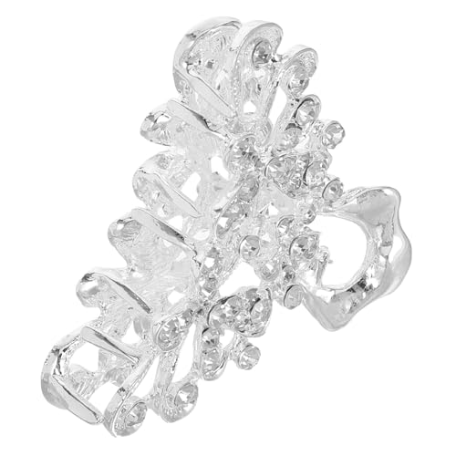 Gogogmee Haarspange Mit Strasssteinen Für Damen Silberne Mini-krallenklammer Für Hochzeit Und Alltag Metall-haaraccessoire Mit Blumendesign von Gogogmee